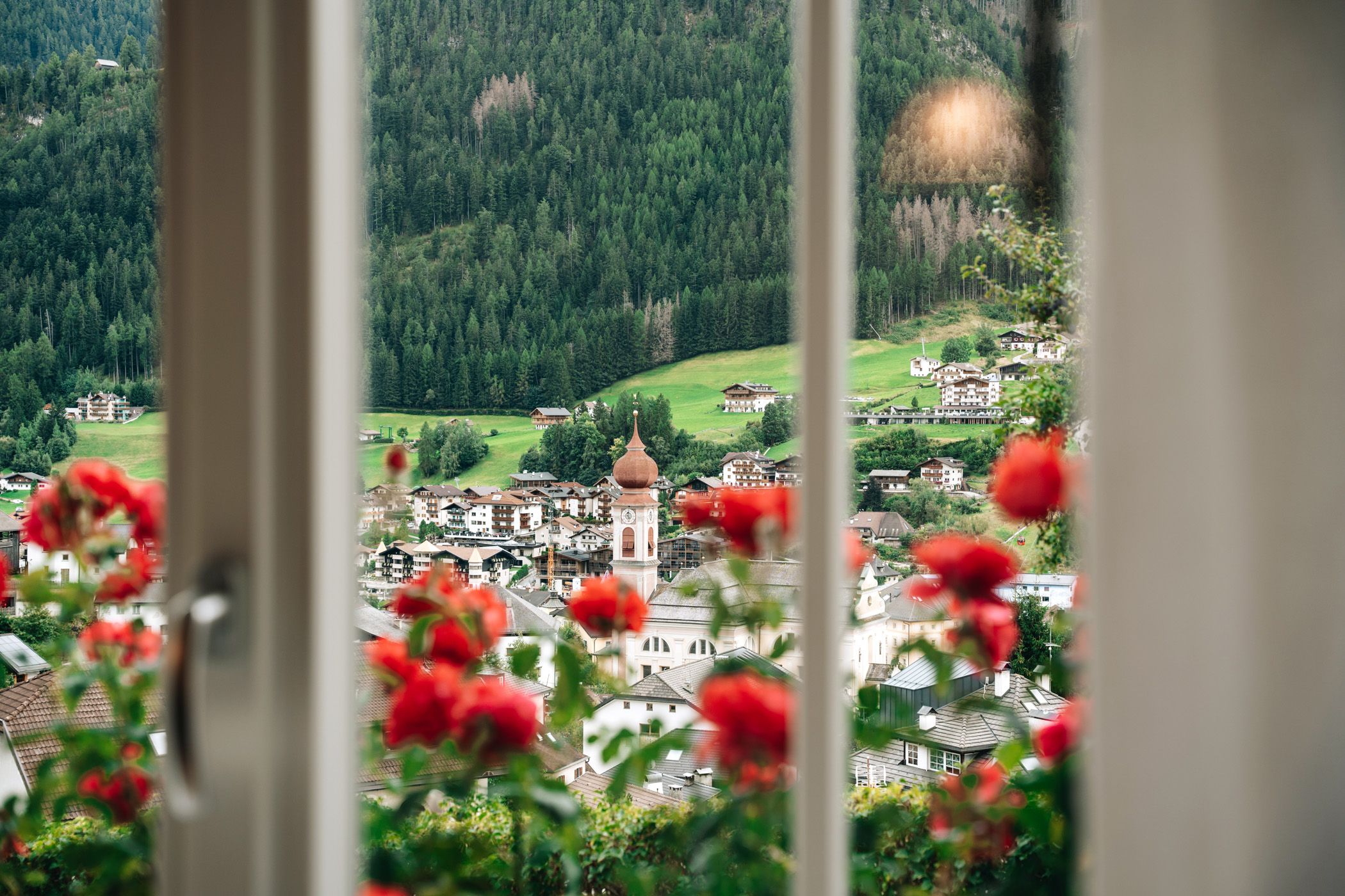 Veduta dal soggiorno su Ortisei
